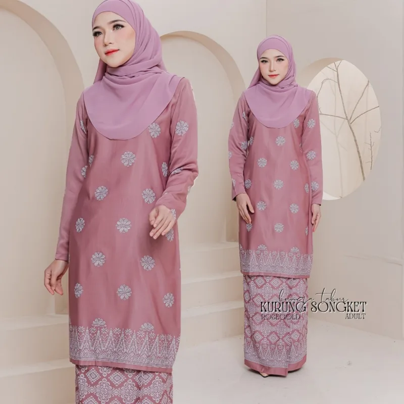 Set Family Songket Tabur In ROSE GOLD I Kurung Moden I Ayah Anak I Ibu I Moden I Set Family By Moff2u thumbnail 2