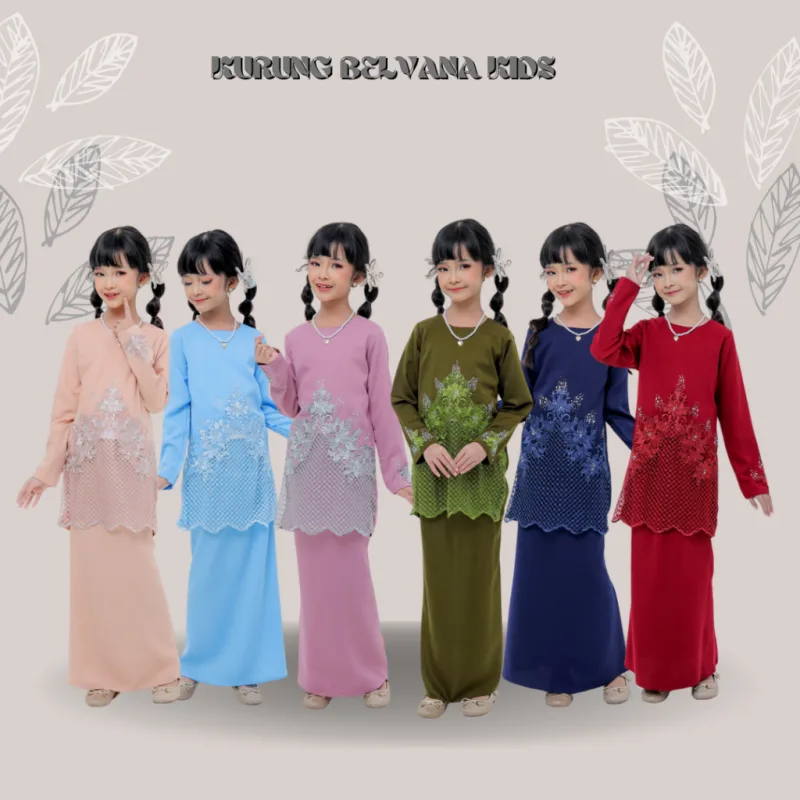 Kurung Moden Belvana Kids in 6 Colour I New Design I Kurung Moden I Raya 2024 By Moff Collection