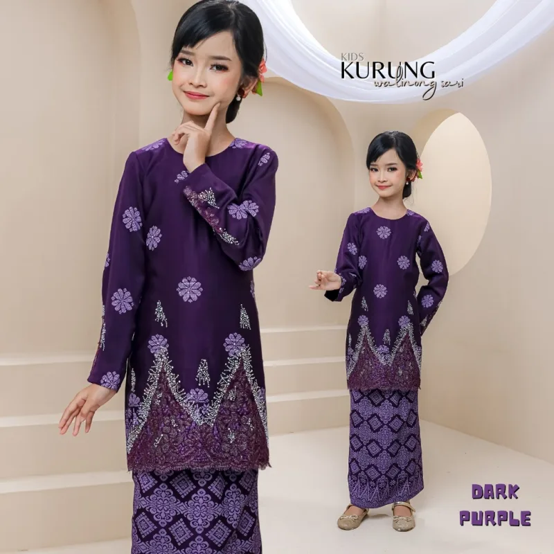 SET FAMILY WALINONG SARI | KURUNG WALINONG SARI IN DARK PURPLE BY MOFF COLLECTION thumbnail 3
