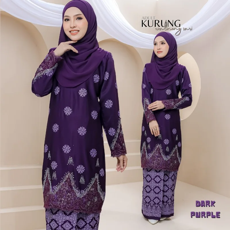 SET FAMILY WALINONG SARI | KURUNG WALINONG SARI IN DARK PURPLE BY MOFF COLLECTION thumbnail 2