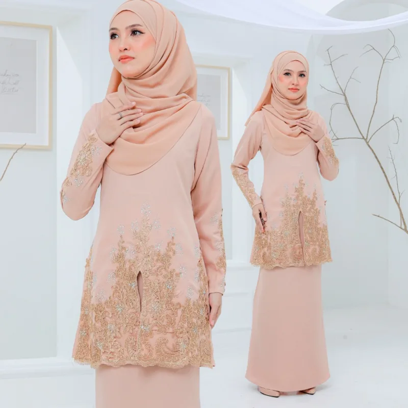 Set Family Hadeeqa In NUDE CHAMPAGNE I Kurung Moden I Set Family I Raya 2026 By Moff Collection thumbnail 2