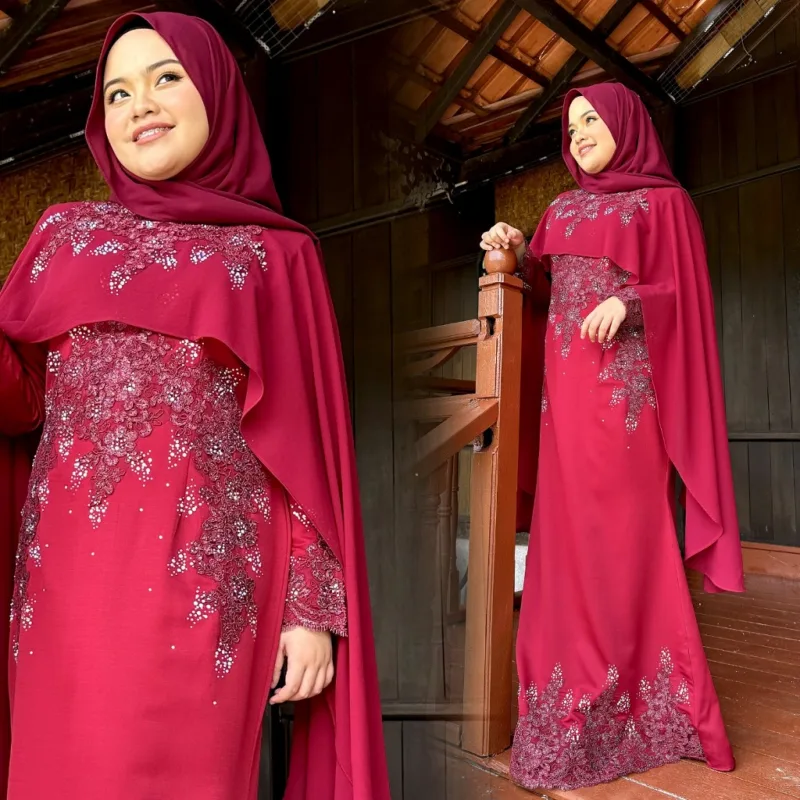 8 ITEM - 1 HARGA Bridal Set DRESS AFIYA IN MAROON | Nikah Kahwin |Tunang | BY MOFF2U
