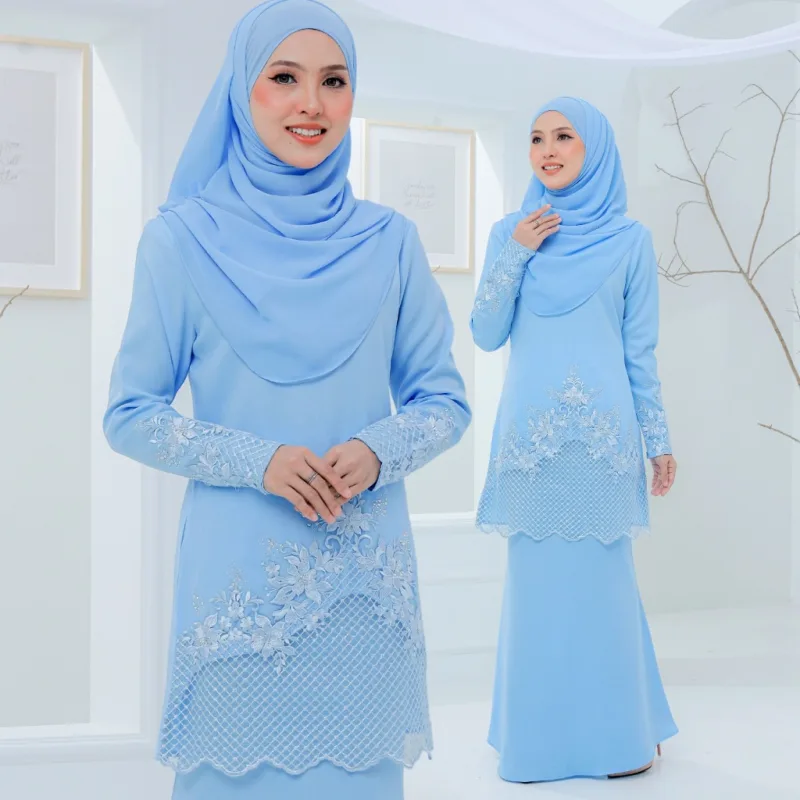 Set Family Belvana In Baby Blue I Kurung Moden I Set Family I Raya 2026 By Moff Collection thumbnail 2