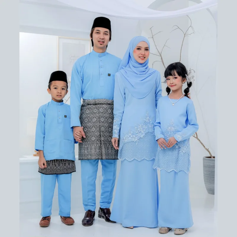 Set Family Belvana In Baby Blue I Kurung Moden I Set Family I Raya 2026 By Moff Collection