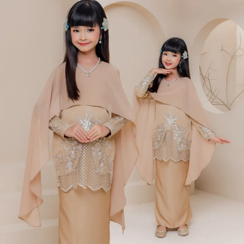 Set Family Belvana Cape In Mocha I Kurung Moden I Set Family I Raya 2026 By Moff Collection thumbnail 2