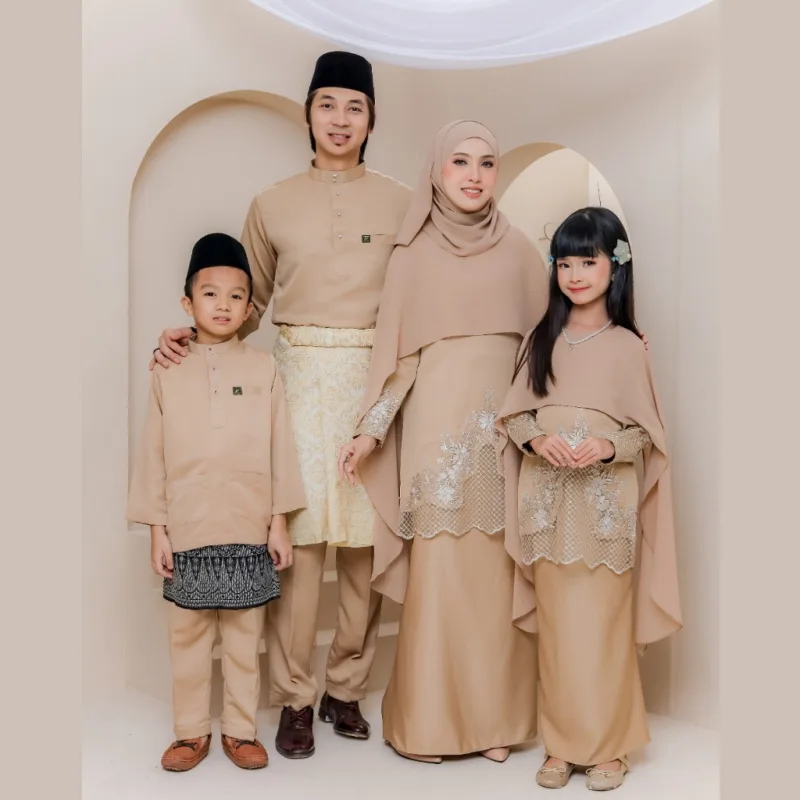 Set Family Belvana Cape In Mocha I Kurung Moden I Set Family I Raya 2026 By Moff Collection