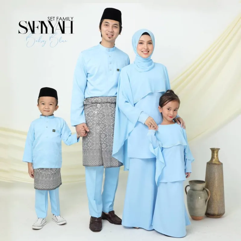 Set Family Kurung Moden Safiyyah In BABY BLUE I Kurung Moden I Ayah Anak I Ibu I Moden I Set Family By Moff2u