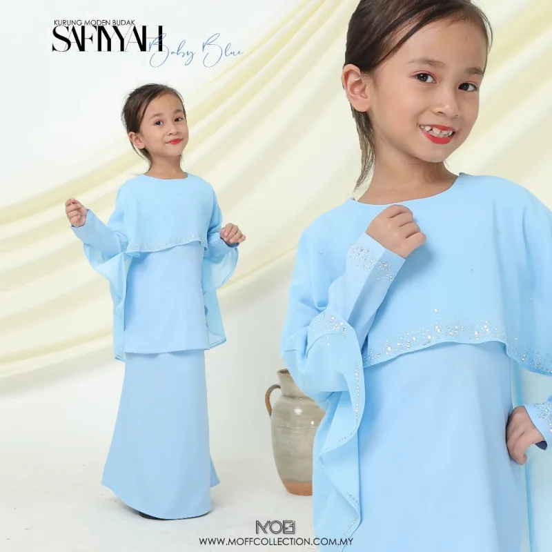 Set Family Kurung Moden Safiyyah In BABY BLUE I Kurung Moden I Ayah Anak I Ibu I Moden I Set Family By Moff2u thumbnail 2