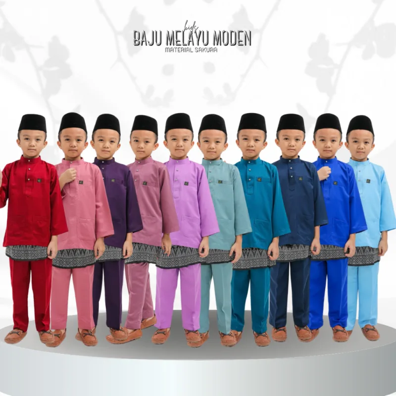 Baju Melayu Budak + Sampin In 10 colour I Baju Melayu Moden I Raya 2024 By Moff Collection