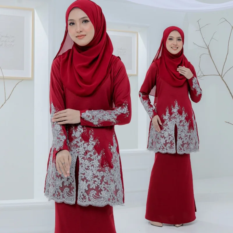 Set Family Hadeeqa In Maroon I Kurung Moden I Set Family I Raya 2026 By Moff Collection thumbnail 4