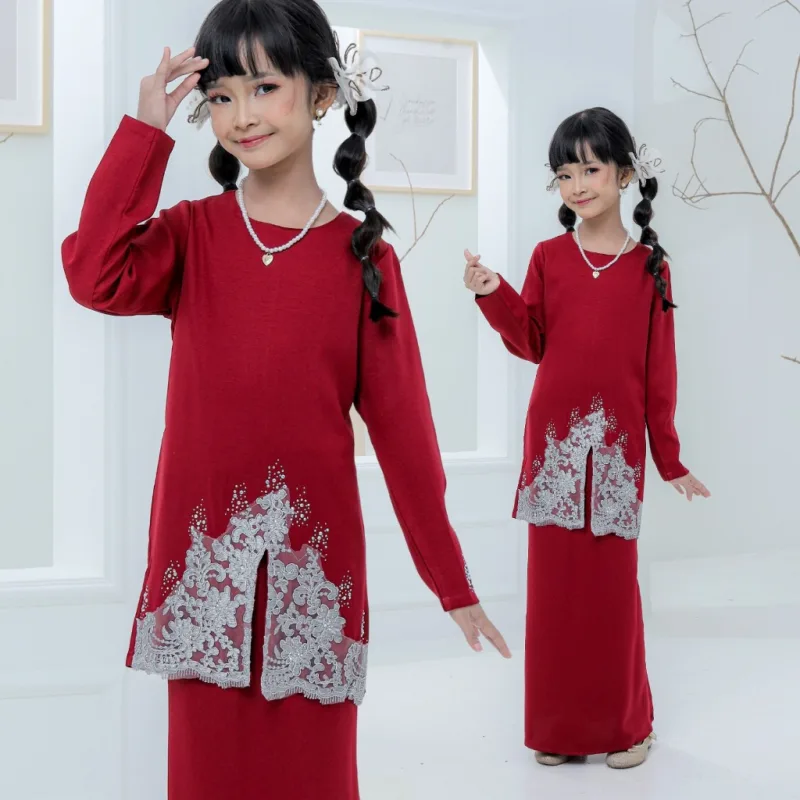 Set Family Hadeeqa In Maroon I Kurung Moden I Set Family I Raya 2026 By Moff Collection thumbnail 2