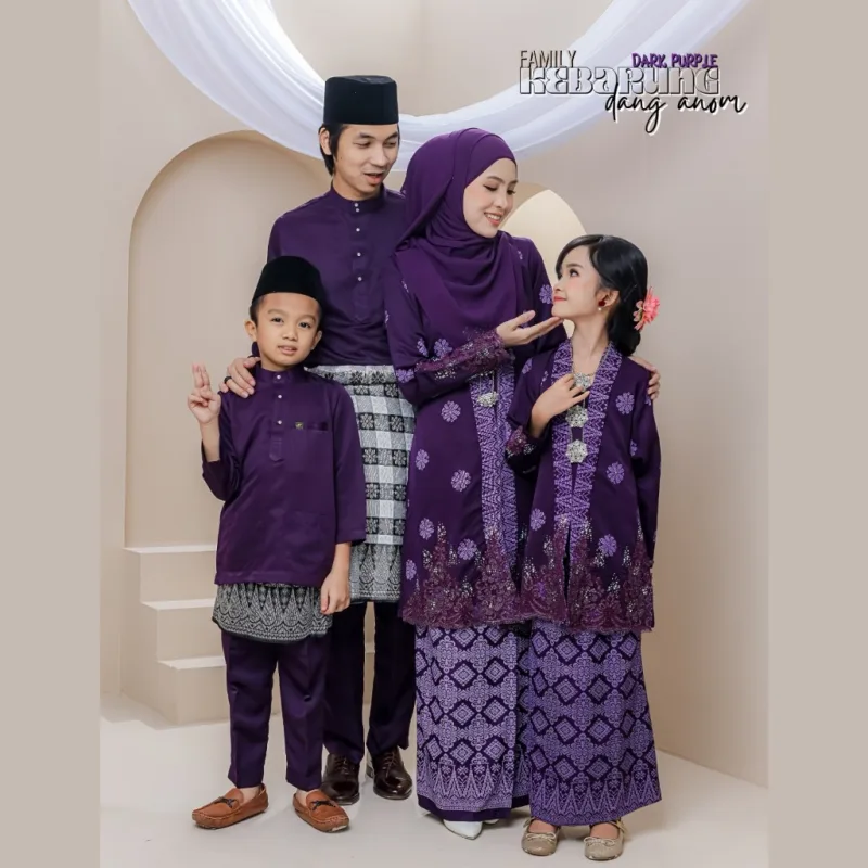 Set Family Kebarung Dang Anom In Dark Purple I Set Family I Raya 2026 by Moff Collection
