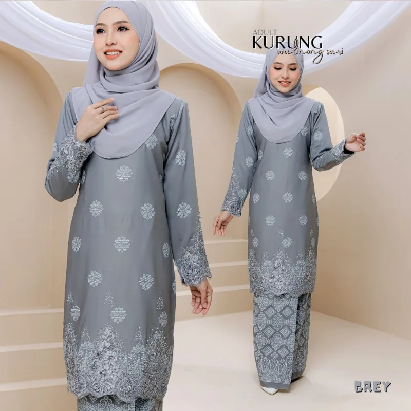 SET FAMILY WALINONG SARI | KURUNG WALINONG SARI IN GREY BY MOFF COLLECTION thumbnail 2