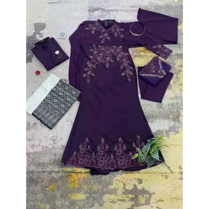 8 ITEM - 1 HARGA Bridal Set DRESS AFIYA IN DARK PURPLE | Nikah Kahwin |Tunang | BY MOFF2U thumbnail 3