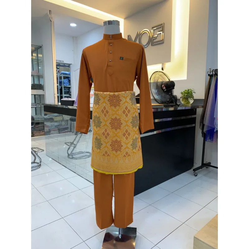 MOFF Baju Melayu Moden | Sakura Moden in BURNT ORANGE DAN GREEN TEA I BAJU MELAYU DEWASA | BAJU RAYA 2024 thumbnail 2