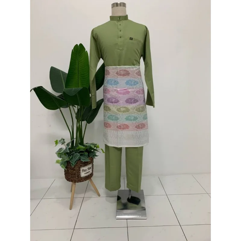 MOFF Baju Melayu Moden | Sakura Moden in BURNT ORANGE DAN GREEN TEA I BAJU MELAYU DEWASA | BAJU RAYA 2024 thumbnail 3