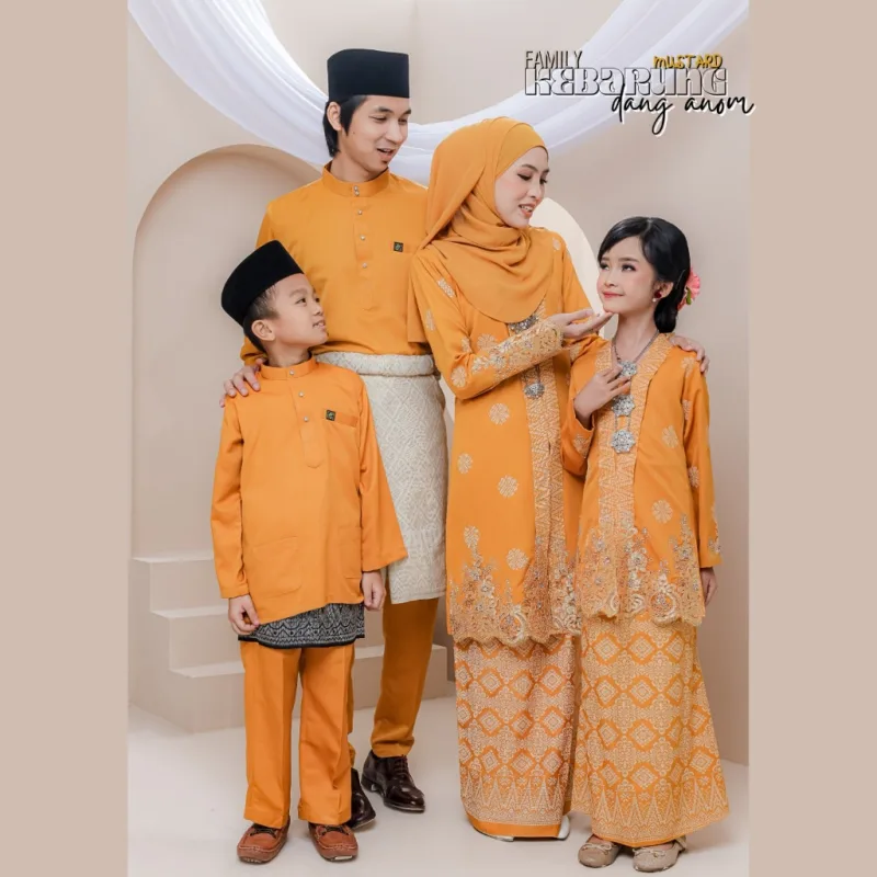 Set Family Kebarung Dang Anom In Mustard I Set Family I Raya 2026 by Moff Collection