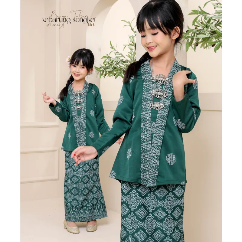 Set Family KEBARUNG IN EMERALD GREEN I KEBARUNG Moden I Ayah Anak I Ibu I Moden I Set Family By Moff2u thumbnail 3