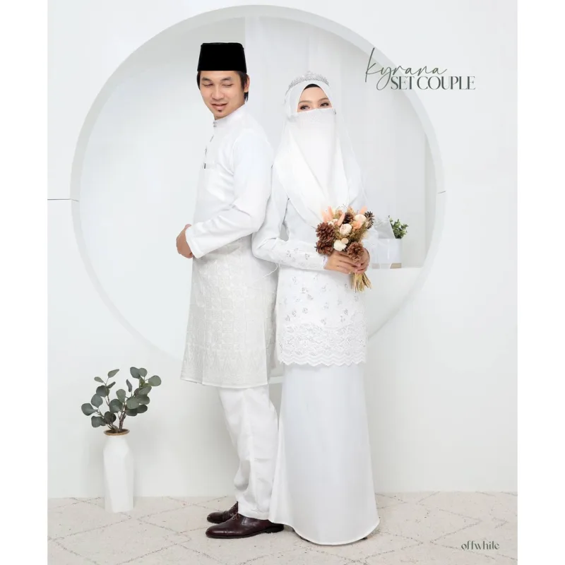 7 ITEM - 1 HARGA Bridal Set BAJU KURUNG KYRANA In OFF WHITE | Nikah Kahwin |Tunang | BY MOFF2U thumbnail 2