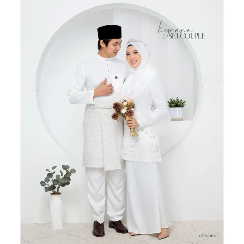7 ITEM - 1 HARGA Bridal Set BAJU KURUNG KYRANA In OFF WHITE | Nikah Kahwin |Tunang | BY MOFF2U