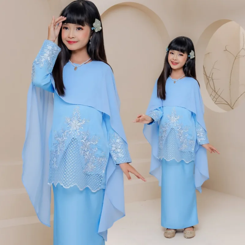 Set Family Belvana Cape In Baby Blue I Kurung Moden I Set Family I Raya 2026 By Moff Collection thumbnail 2