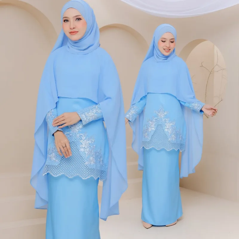 Set Family Belvana Cape In Baby Blue I Kurung Moden I Set Family I Raya 2026 By Moff Collection thumbnail 3