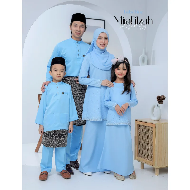 Moff Set Family BAJU Kurung Moden MIRA Filzah IN BABY BLUE I Dewasa | Budak by MOFF2U