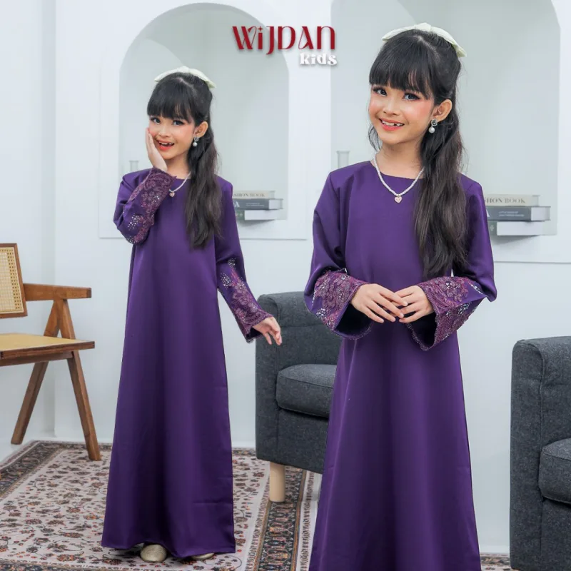 SET FAMILY ABAYA WIJDAN BAJU MELAYU IN DARK PURPLE RAYA 2026 | ABAYA BY MOFF2u thumbnail 3