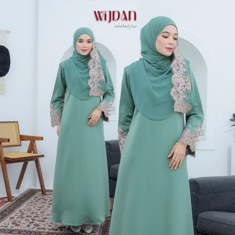 SET FAMILY ABAYA WIJDAN BAJU MELAYU IN PINE GREEN RAYA 2026 | ABAYA BY MOFF2u thumbnail 2