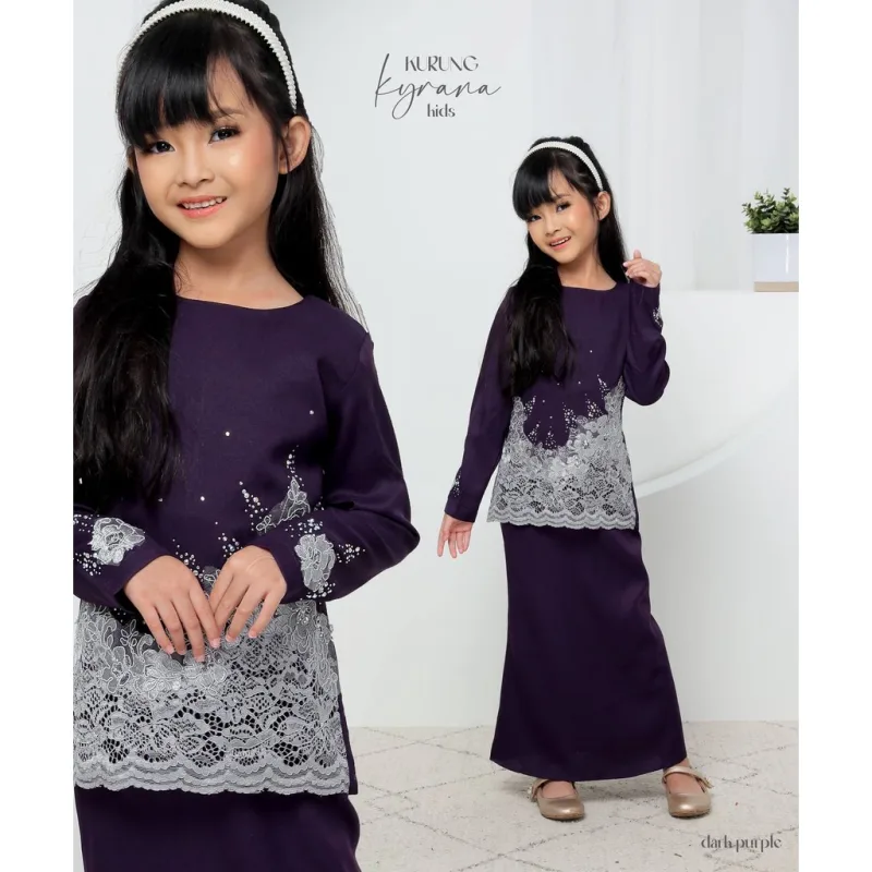 Set Family Baju Kurung Moden Kyrana In Dark Purple I Kurung Moden I Ayah Anak I Ibu I Moden I Set Family By Moff2u thumbnail 4