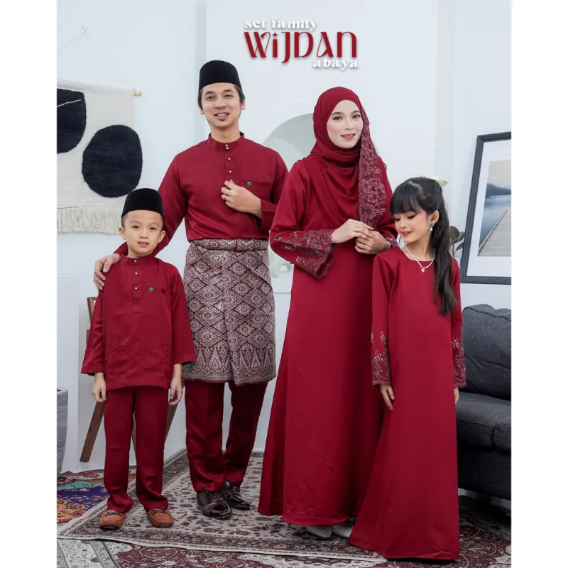 SET FAMILY ABAYA WIJDAN BAJU MELAYU IN MAROON RAYA 2026 | ABAYA BY MOFF2u