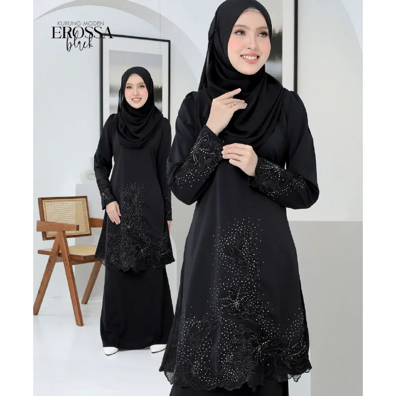 Moff Set Family BAJU Kurung Moden Erossa IN BLACK Dewasa | Budak by MOFF2U thumbnail 2