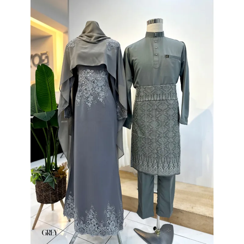 7 ITEM - 1 HARGA Bridal Set DRESS ASTIANA In GREY | Nikah Kahwin |Tunang | BY MOFF2U