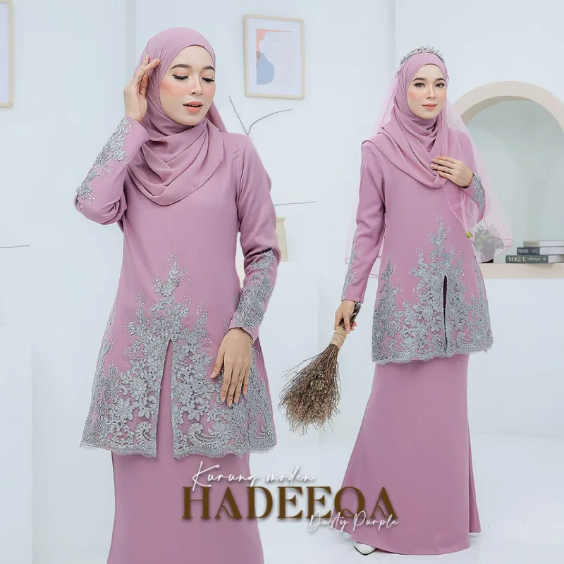 BAJU KURUNG MODEN Bridal Set Hadeeqa In DUSTY PURPLE | Full set 7 Item | Tunang | Nikah | BAJU KURUNG LACEBY MOFF2U thumbnail 2