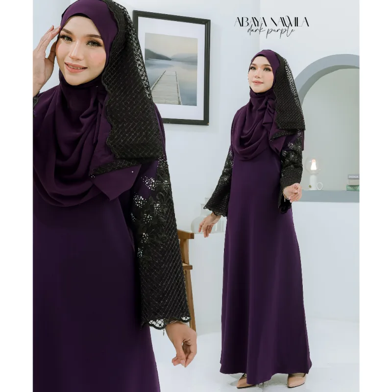 NEW DESIGN JUBAH ABAYA KEBARUNG NAWILA TANPA SHAWL IN 7 COLOUR I DINNER I KENDURI I MAJLIS AKIKAH BY MOFF COLLECTION thumbnail 4