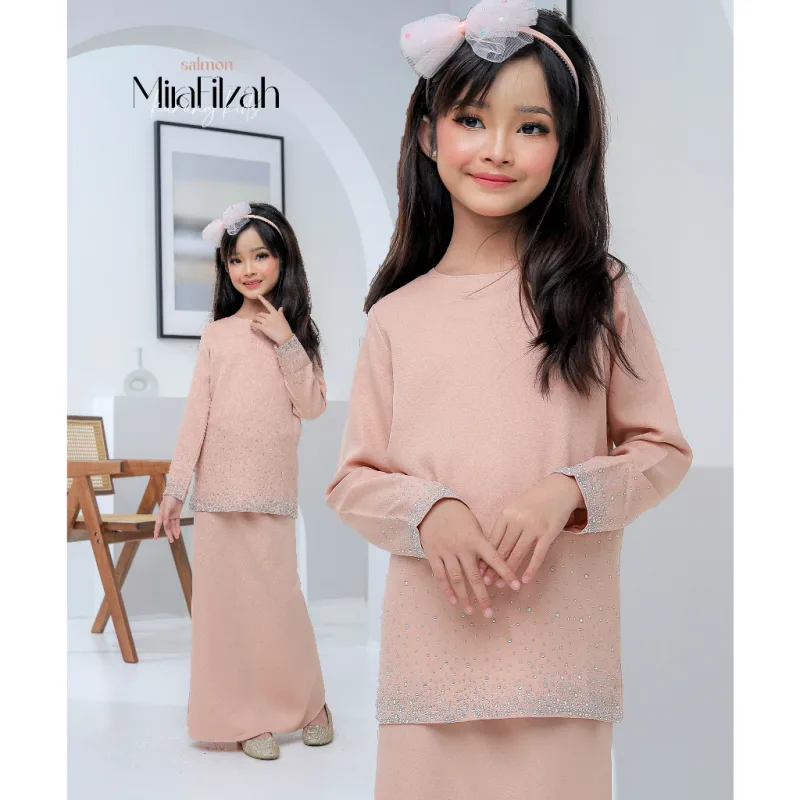 Moff Set Family BAJU Kurung Moden MIRA Filzah IN SALMON SKIN I Dewasa | Budak by MOFF2U thumbnail 2