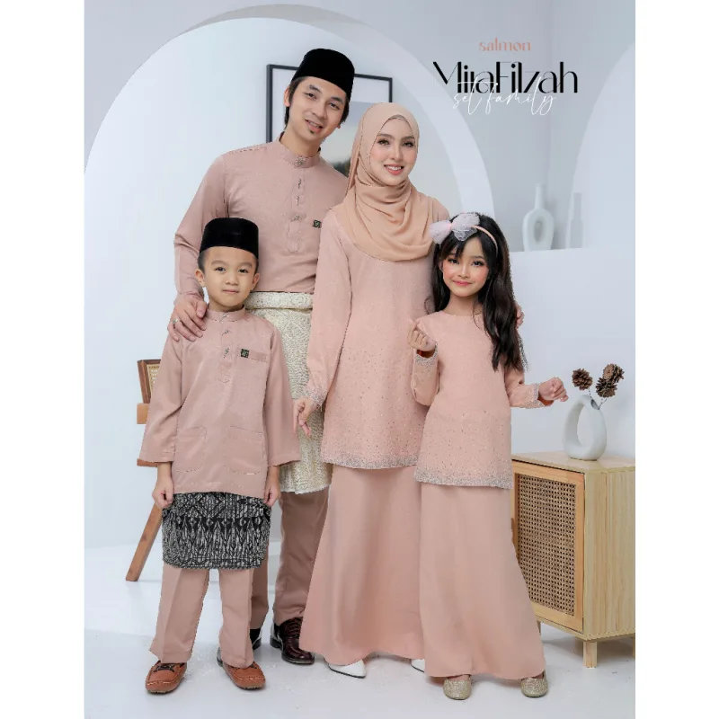 Moff Set Family BAJU Kurung Moden MIRA Filzah IN SALMON SKIN I Dewasa | Budak by MOFF2U