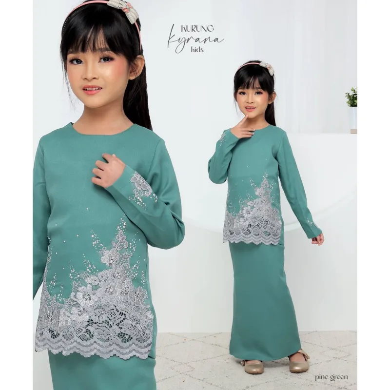 Set Family Baju Kurung Moden Kyrana In Pine Green I Kurung Moden I Ayah Anak I Ibu I Moden I Set Family By Moff2u thumbnail 3