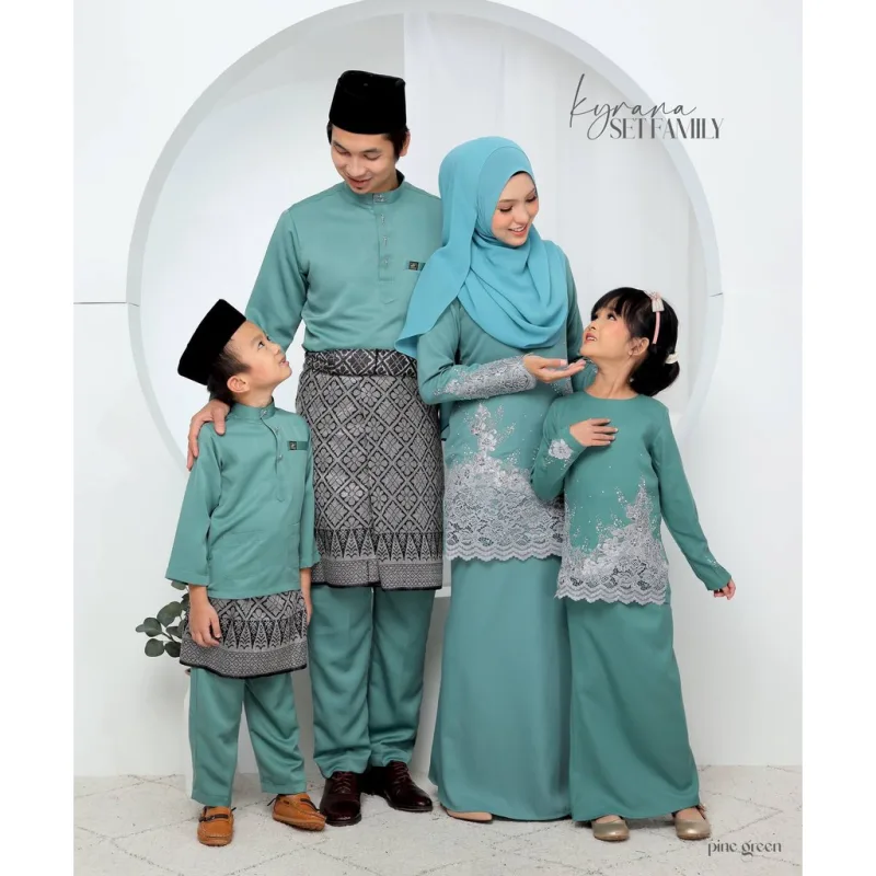 Set Family Baju Kurung Moden Kyrana In Pine Green I Kurung Moden I Ayah Anak I Ibu I Moden I Set Family By Moff2u