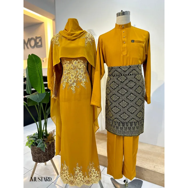 7 ITEM - 1 HARGA Bridal Set DRESS ASTIANA In MUSTARD | Nikah Kahwin |Tunang | BY MOFF2U