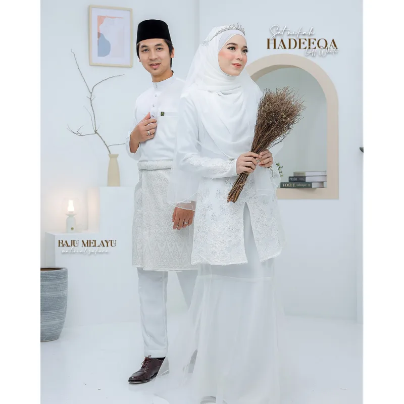 BAJU KURUNG MODEN Bridal Set Hadeeqa In OFF WHITE | Full set 7 Item | Tunang | Nikah | BAJU KURUNG LACEBY MOFF2U