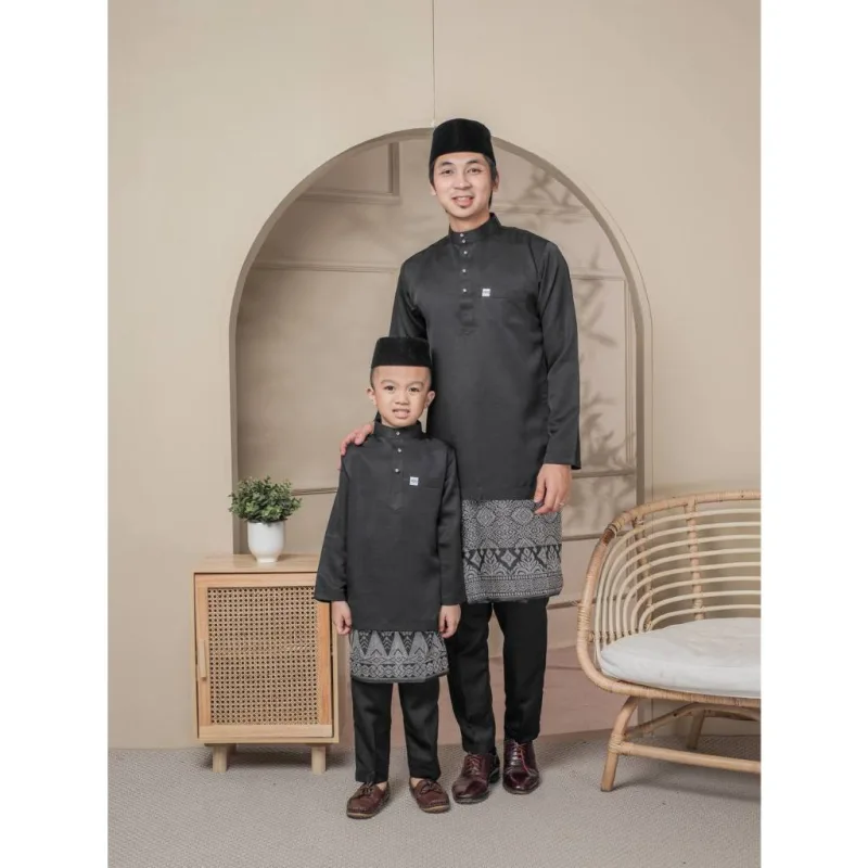 MOFF Baju Melayu Slim Fit | Sakura Slimfit In Black | Raya 2024 | BAJU MELAYU DEWASA | BAJU MELAYU BUDAK | BAJU RAYA