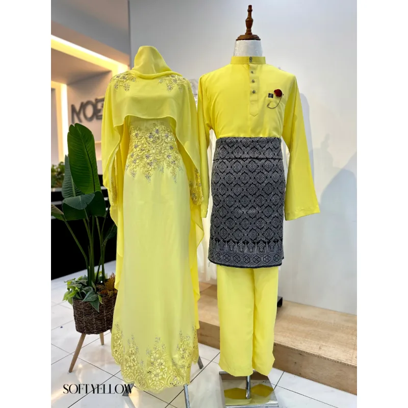 7 ITEM - 1 HARGA Bridal Set DRESS ASTIANA In SOFT YELLOW | Nikah Kahwin |Tunang | BY MOFF2U
