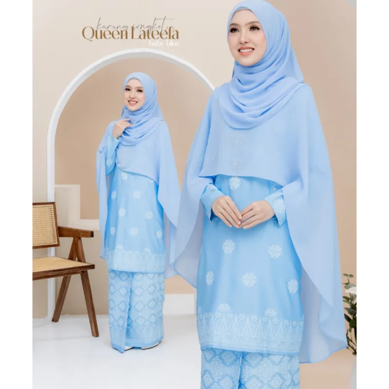 Set Family Songket Lateefa In BABY BLUE I Kurung Moden I Ayah Anak I Ibu I Moden I Set Family By Moff2u thumbnail 2