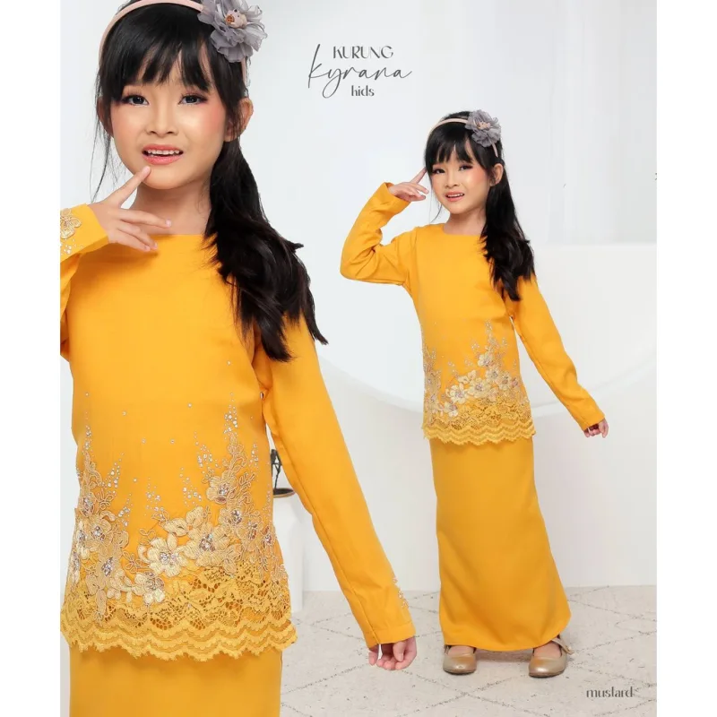 Set Family Baju Kurung Moden Kyrana In Mustard I Kurung Moden I Ayah Anak I Ibu I Moden I Set Family By Moff2u thumbnail 2