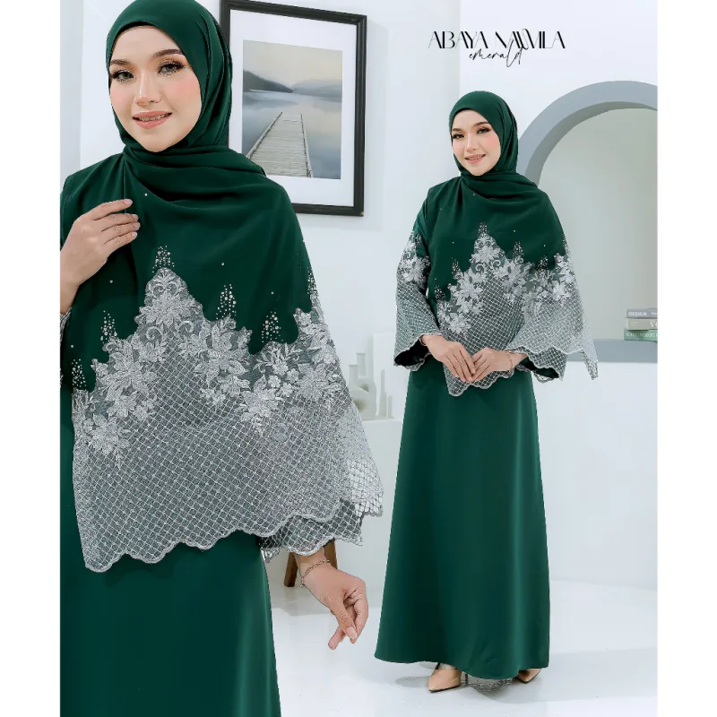 NEW DESIGN JUBAH ABAYA KEBARUNG NAWILA SEKALI SHAWL IN 5 COLOUR I DINNER I KENDURI I MAJLIS AKIKAH BY MOFF COLLECTION thumbnail 4