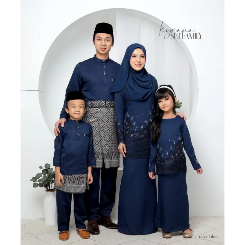 Set Family Baju Kurung Moden Kyrana In Navy Blue I Kurung Moden I Ayah Anak I Ibu I Moden I Set Family By Moff2u