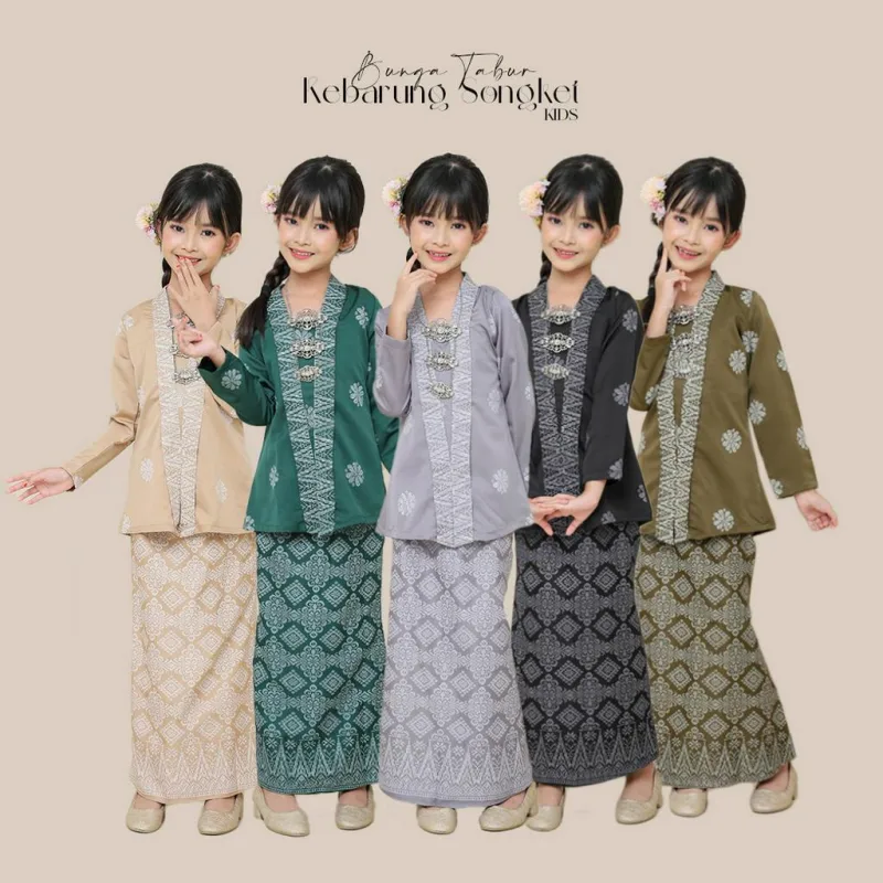 KEBARUNG SONGKET KIDS IN 5 COLOUR BY MOFF COLLECTION I KEBARUNG