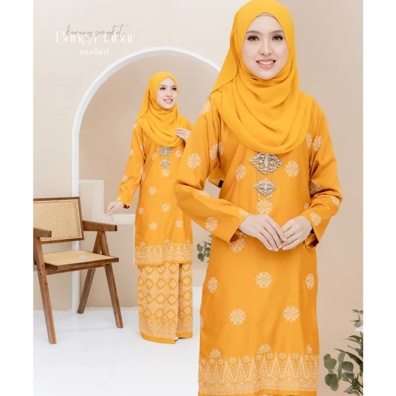 Set Family Songket Tabur In MUSTARD I Kurung Moden I Ayah Anak I Ibu I Moden I Set Family By Moff2u thumbnail 3