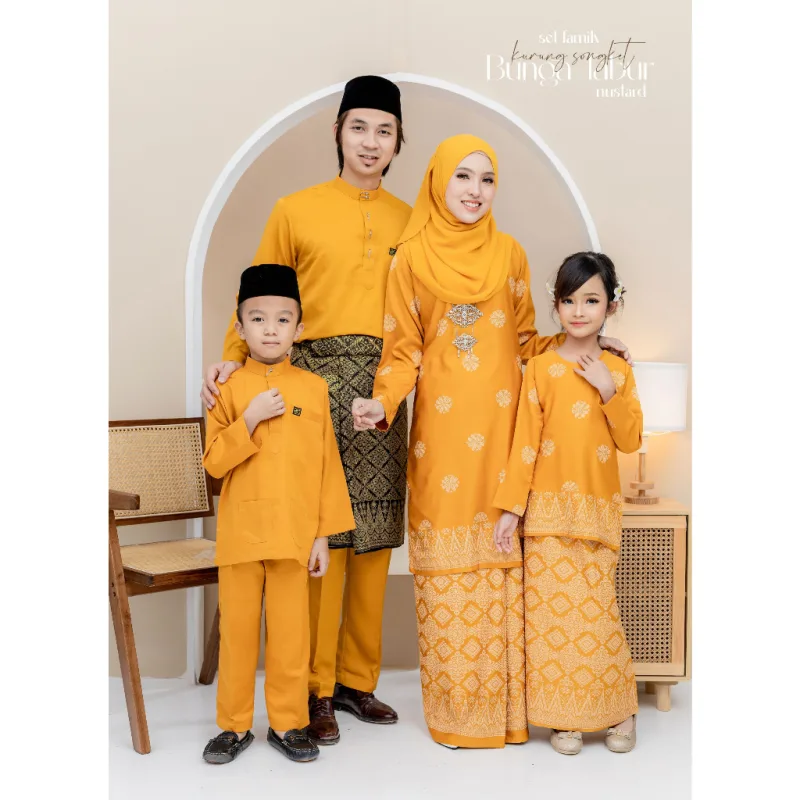Set Family Songket Tabur In MUSTARD I Kurung Moden I Ayah Anak I Ibu I Moden I Set Family By Moff2u